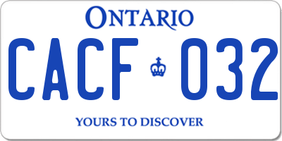 ON license plate CACF032