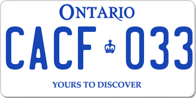 ON license plate CACF033