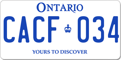 ON license plate CACF034