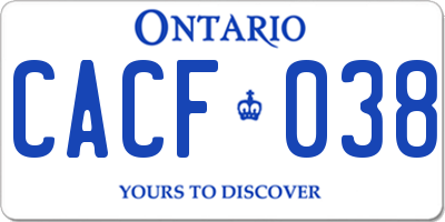 ON license plate CACF038