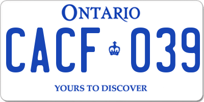 ON license plate CACF039