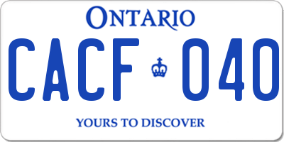 ON license plate CACF040