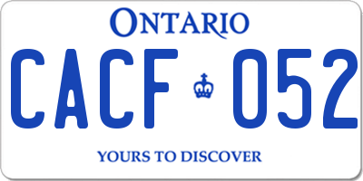 ON license plate CACF052