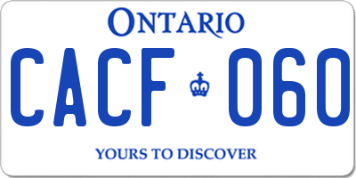 ON license plate CACF060