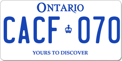 ON license plate CACF070