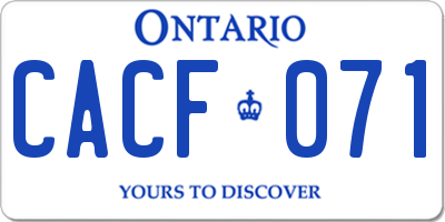 ON license plate CACF071