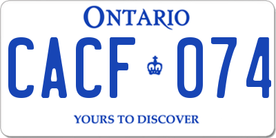 ON license plate CACF074