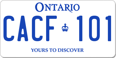 ON license plate CACF101