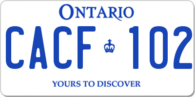 ON license plate CACF102