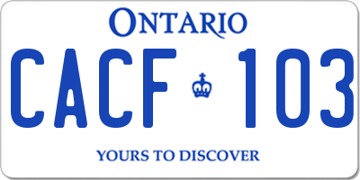 ON license plate CACF103