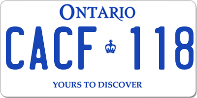 ON license plate CACF118