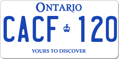 ON license plate CACF120