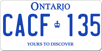 ON license plate CACF135