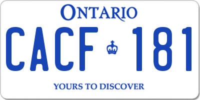 ON license plate CACF181