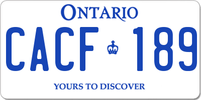 ON license plate CACF189