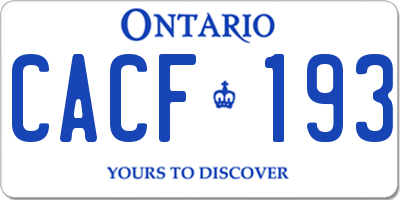 ON license plate CACF193