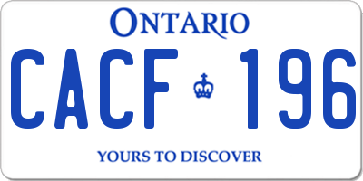 ON license plate CACF196