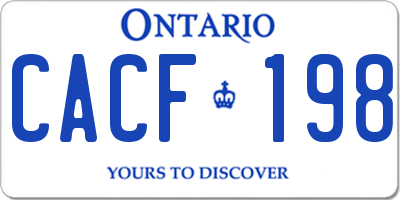 ON license plate CACF198