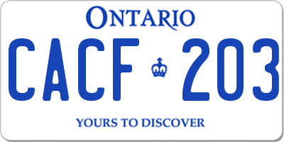 ON license plate CACF203