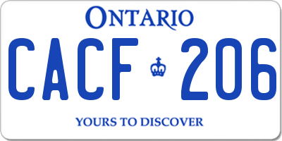 ON license plate CACF206