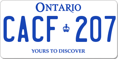 ON license plate CACF207