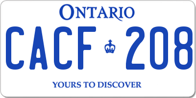 ON license plate CACF208