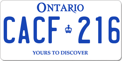 ON license plate CACF216