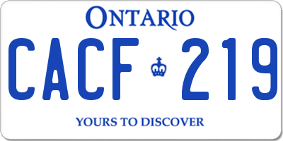 ON license plate CACF219