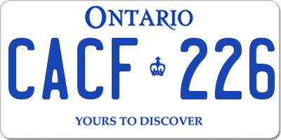 ON license plate CACF226