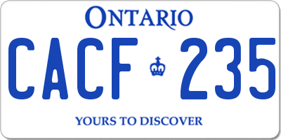 ON license plate CACF235