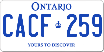 ON license plate CACF259