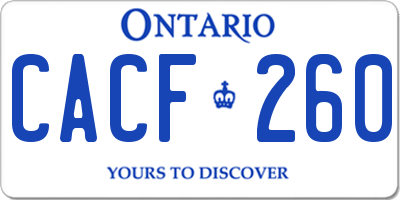 ON license plate CACF260