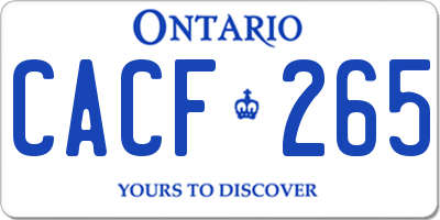 ON license plate CACF265