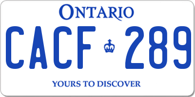 ON license plate CACF289