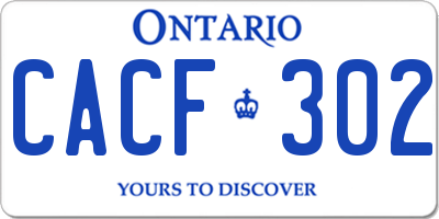 ON license plate CACF302