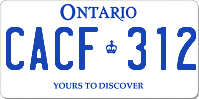 ON license plate CACF312