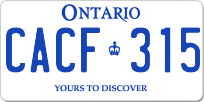 ON license plate CACF315