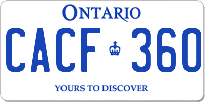 ON license plate CACF360