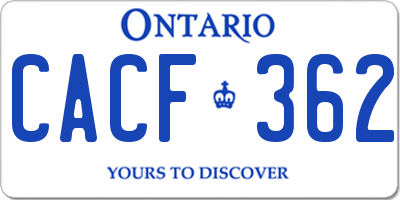 ON license plate CACF362