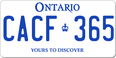 ON license plate CACF365