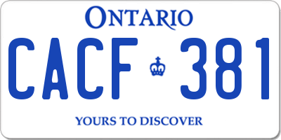 ON license plate CACF381