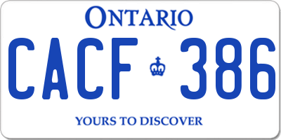 ON license plate CACF386