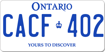 ON license plate CACF402