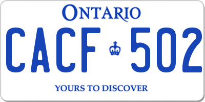 ON license plate CACF502