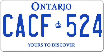 ON license plate CACF524