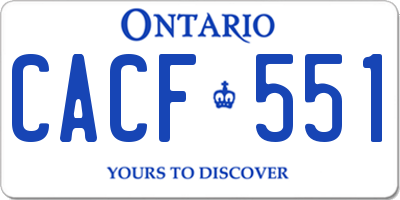 ON license plate CACF551