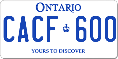 ON license plate CACF600