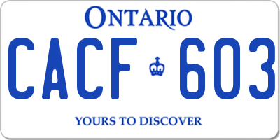 ON license plate CACF603