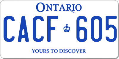 ON license plate CACF605