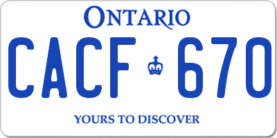 ON license plate CACF670